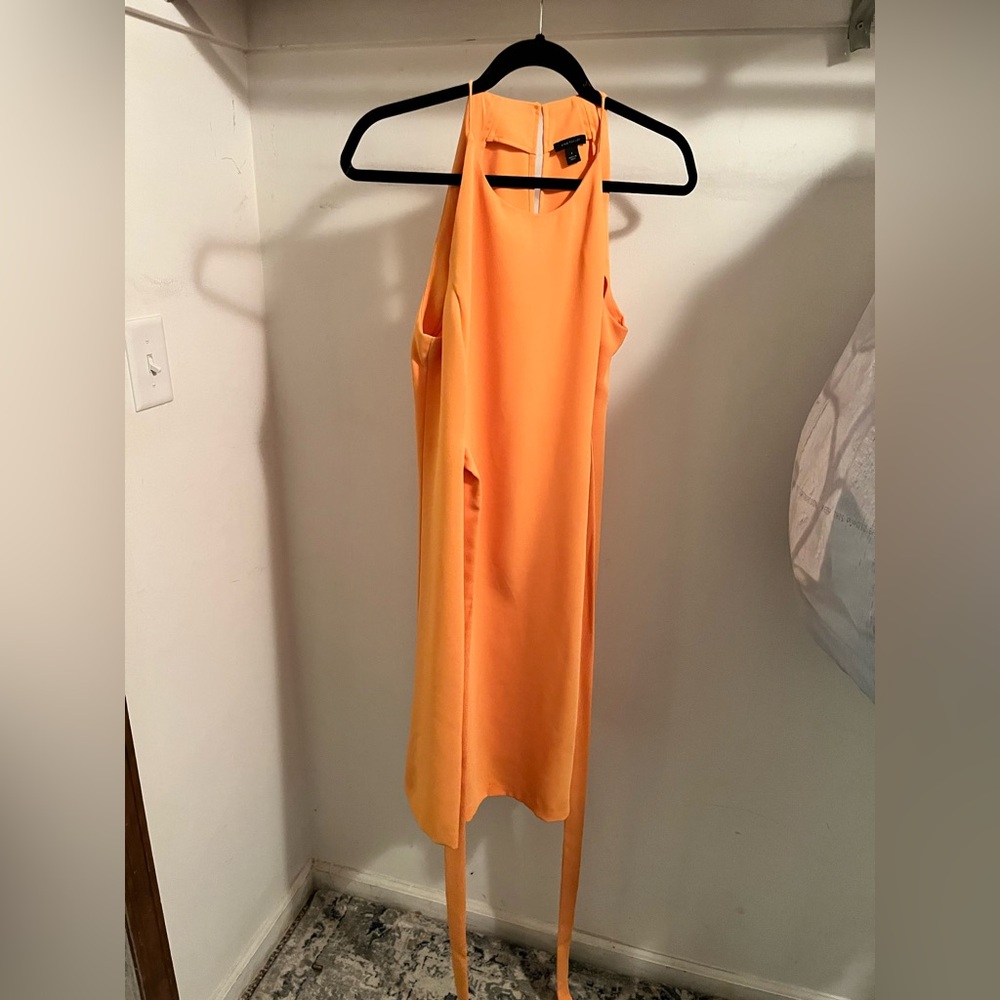 Elegant Orange Sleeveless Dress